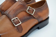 Goodyear hand-rubbed three-joint metal double buckle Monk monk shoes