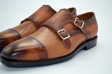 Goodyear hand-rubbed three-joint metal double buckle Monk monk shoes