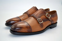 Goodyear hand-rubbed three-joint metal double buckle Monk monk shoes