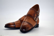 Goodyear hand-rubbed three-joint metal double buckle Monk monk shoes