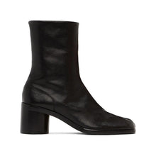 Men's Round Toe High Heel Boots Overfoot Platform Leather Shoes