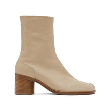 Men's Round Toe High Heel Boots Overfoot Platform Leather Shoes