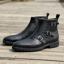 British motorcycle round toe leather zipper martin boots