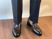 Brown Handmade Vintage Brushed Fringe Loafers