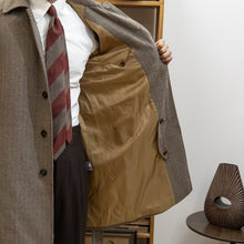 Brown Tweed Herringbone Balmacon Coat