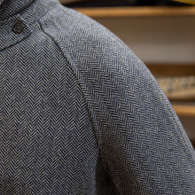 Gray Tweed Herringbone Balmacon Coat