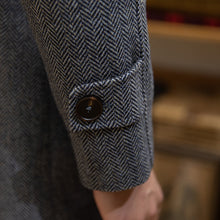 Gray Tweed Herringbone Balmacon Coat
