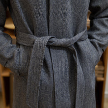 Gray Tweed Herringbone Balmacon Coat
