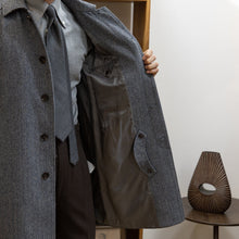 Gray Tweed Herringbone Balmacon Coat