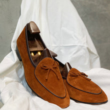 British suede fringed slip-on handmade loafers